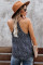 Blue Printed Racerback Tank Top