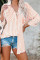 Orange Stripe Linen Dropped Sleeve Button Down Blouse with Pocket