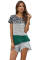 Green Block Striped and Leopard Short Sleeve Tee