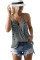 Gray Tropical Plant Print Tank Top