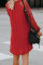 Red Lace Long Sleeves Shift Above Knee Dress