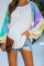 Beige Contrast Tie Dye Thermal Knit Top
