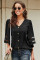 Black Flare Sleeve V Neck Button Up Blouse