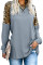 Gray Leopard Stitching Long Sleeve Top