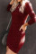 Red Long Sleeve Wrap Hem Mini Dress