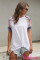 White Front Knot Floral Printed Short Sleeve Tops