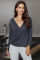 Gray Wrap Hi-lo Hem Blouse
