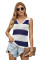 Blue Striped V-Neck Knit Tank