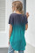 Gray Green Ombre Color Block Casual Summer Shirt