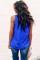 Blue Ruffle Trim Neckline Tank Top