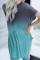 Gray Green Ombre Color Block Casual Summer Shirt