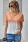 Orange White Ombre Color Block Casual Summer Shirt
