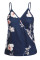 Blue Tropical Plant Print Tank Top
