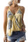 Yellow Tropical Plant Print Tank Top