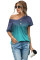 Gray Green Ombre Color Block Casual Summer Shirt