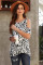 White Leopard Print Cold Shoulder Top