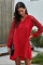 Red Lace Long Sleeves Shift Above Knee Dress