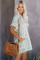 Green V-Neck Half Sleeve Leopard Casual T Shirt Dress with Pockets