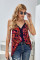 Blue Leaf Print Tank Top