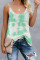 Green Tie Dye Print Knit Tank Top