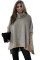 Khaki Turtleneck Bat Sleeve Side Slit Tunic Top