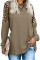 Khaki Leopard Stitching Long Sleeve Top