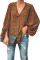 Brown Love You Boo Balloon Sleeve Blouse