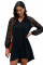 Black Lace Long Sleeves Shift Above Knee Dress