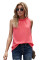 Red Ruffle Trim Neckline Tank Top