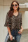 Leopard 3/4 Flared Sleeve Blouse