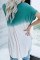 Blue White Ombre Color Block Casual Summer Shirt