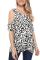White Leopard Print Cold Shoulder Top