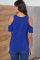 Blue Twist Front Cold Shoulder Tee
