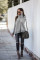 Gray Turtleneck Bat Sleeve Side Slit Tunic Top