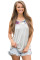 Gray Front Floral Print Back High-low Hem Tank