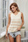 Beige Knit Tank Top with Stripes