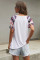 White Front Knot Floral Printed Short Sleeve Tops