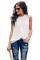 White Ruffle Trim Neckline Tank Top