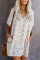 V-Neck Half Sleeve Leopard Casual T Shirt Dress with Pockets