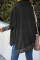 Black Turtleneck Bat Sleeve Side Slit Tunic Top