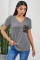Gray Leopard Printed Splicing T-Shirt
