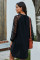 Black Lace Long Sleeves Shift Above Knee Dress