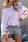 Purple Contrast Eyelet Thermal Knit Top