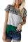 Green Block Striped and Leopard Short Sleeve Tee