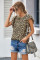 Leopard Print Ruffled Cap Sleeve T-shirt