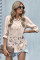 Apricot Butterfly Print Pocketed Shirt