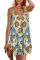 Sky Blue Sunflower Pattern Buttoned Slip Cami Dress