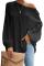 Black Loose Casual Puffy Sleeve Top