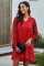 Red Lace Long Sleeves Shift Above Knee Dress