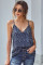 Blue Printed Racerback Tank Top